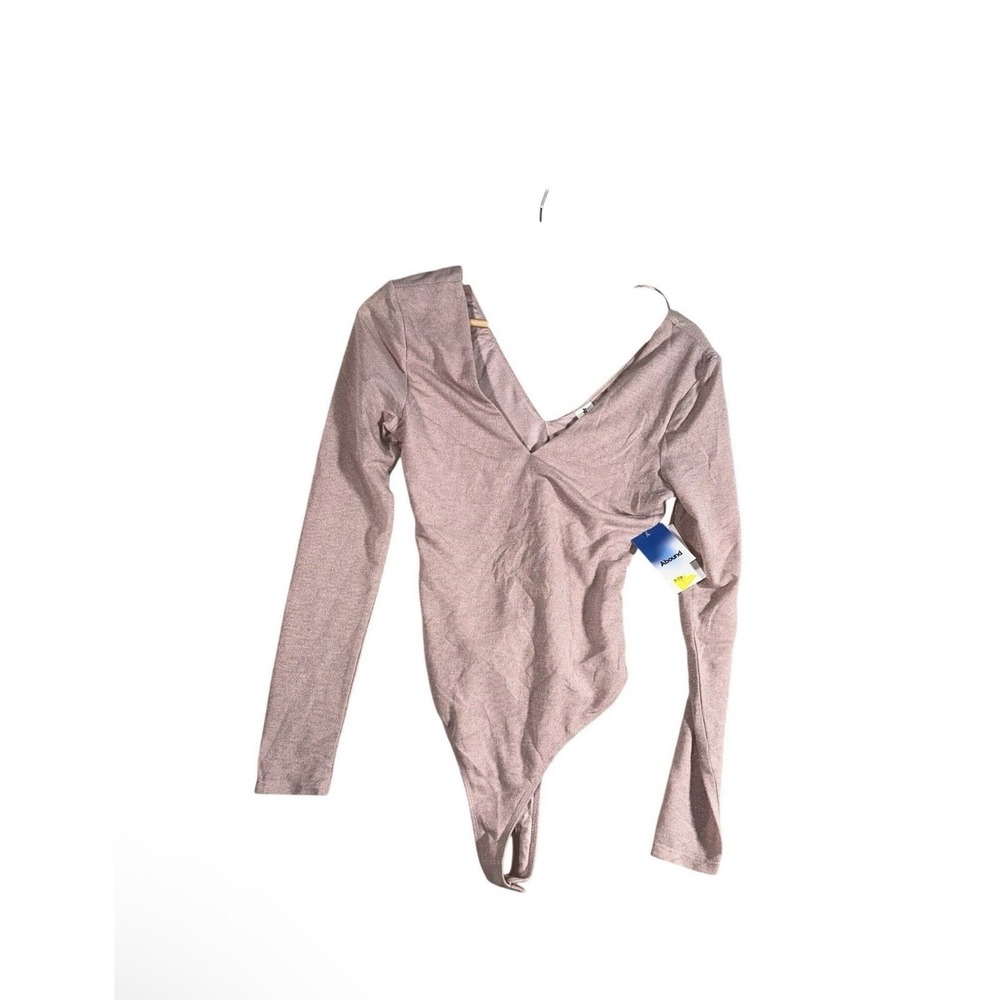 Abound Bodysuit Womens Sz XS Pink Polyester Stretch V Neck Long Sleeve Pullover
